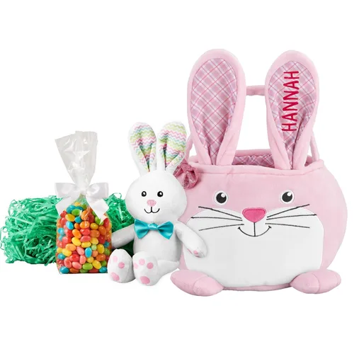 Miniatura 12 de Let's Make Memories - Canasta de Pascua personalizada con amigos peludos, canasta para niños, diseño de conejito de Pascua azul, solo incluye