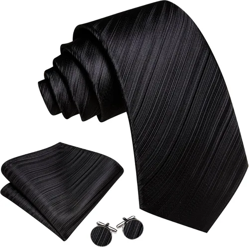 Miniatura 361 de Barry.Wang Juego de corbatas para hombre, corbata de seda a rayas, tejido a cuadros, gemelos formales, negocios, boda