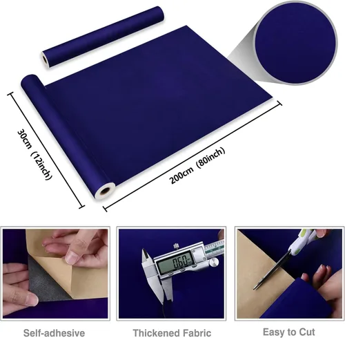 Miniatura 8 de CRE8TIVE - Forro de cajón de terciopelo azul oscuro autoadhesivo para caja de joyería, forro de terciopelo aterciopelado de color, papel de contacto