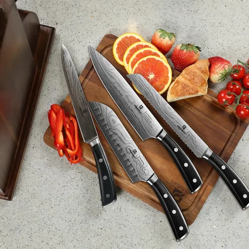 Miniatura 2 de Piklohas Juego de cuchillos para cocina con bloque, 17 piezas con soporte magnético para cuchillos, acero inoxidable alemán de alto carbono