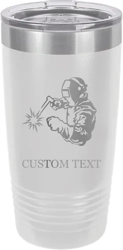 Miniatura 12 de Vaso de acero inoxidable con aislamiento al vacío de 20 onzas personalizado de doble pared grabado con láser taza negra para café, soldador