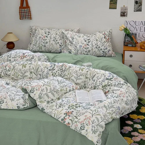 Miniatura 35 de EAVD - Juego de funda de edredón floral amarillo, tamaño Queen, de algodón, reversible, con estampado de jardín, floral, estético, 1 funda
