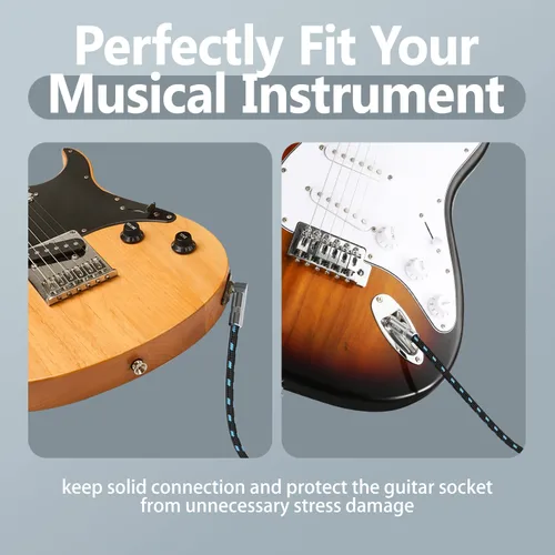 Miniatura 6 de Cable de guitarra de 20 pies para instrumento profesional, cable AMP para guitarra eléctrica, versión actualizada, cable TS 1/4 para guitarra, bajo