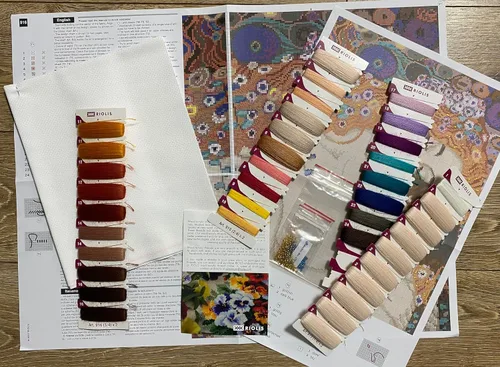 Miniatura 5 de RIOLIS - Motherly Love After G. Klimt 916, kit de punto de cruz de San Valentín de 11,81 pulgadas x 13,78, kits de punto de cruz para principiantes
