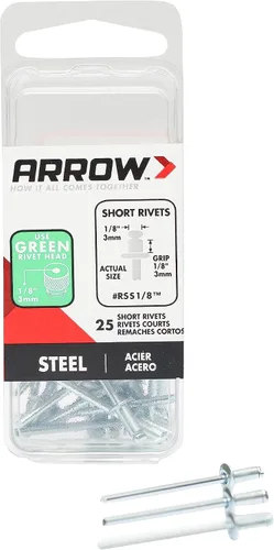 Miniatura 12 de Arrow RSA1/8IP - Remaches cortos de aluminio para metal, tela, cuero y reparación de automóviles, 1/8 pulgadas, paquete de 25