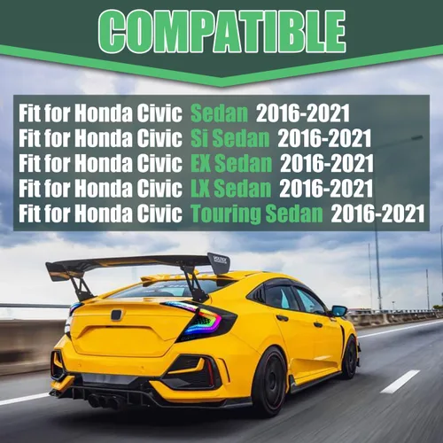 Miniatura 3 de letsdate Luces traseras LED para Honda Civic Sedan 2016-2021, montaje de luces traseras RGB para Honda Civic de 10ª generación con señal de giro