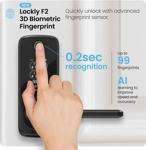 Miniatura 5 de Lockly Secure Pro Smart Lock con asa, huella digital biométrica y teclado patentado PIN Genie antiespía, cerradura de puerta de entrada sin llave