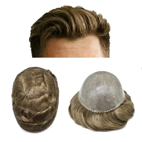 Miniatura 42 de Toupee - Sistema de pelo de poliuretano para hombre, repuesto completo de pelo de polietileno para hombres (8 x 10 pulgadas, 1 negro azabache)