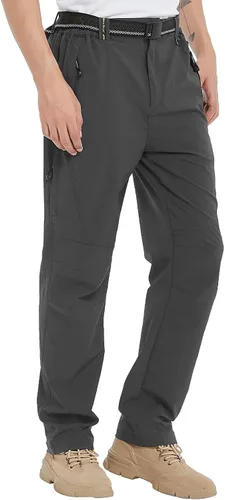 Miniatura 7 de TBMPOY Pantalones de senderismo y montaña, ligeros, impermeables, con cinturón, secado rápido, para hombres