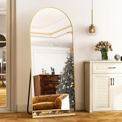 Miniatura 11 de HARRITPURE Espejo Arqueado de Cuerpo Entero - 64"x21" Espejo Grande de Pie, Espejos de Vestir con Marco de Aluminio con Soporte para Dormitorio/Sala