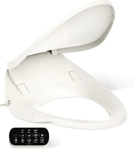 Kohler PureWash E750 Asiento de inodoro con bidé alargado, control remoto con pantalla táctil, galletas, tapa hermética de cierre silencioso, varita