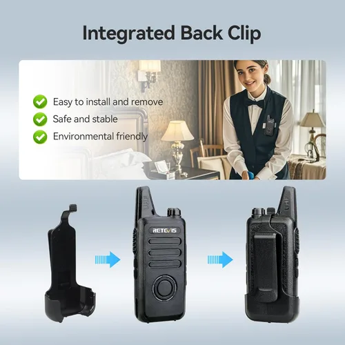 Miniatura 7 de Retevis RT22S Walkie Talkies para adultos, radio de 2 vías con auricular, pantalla de canal, recargable, radio bidireccional FRS portátil, mini