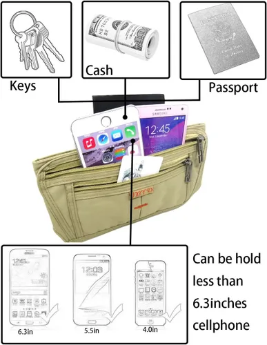 Miniatura 48 de Bolsa de cintura ultrafino con ranuras c/visualización para tarjeta de crédito, para deportes, aire libre, correr, caminar, viajes.