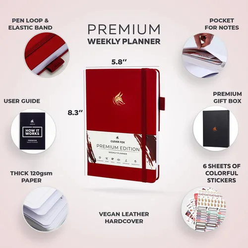 Miniatura 2 de Clever Fox Planner Premium Edition – Agenda semanal y mensual lujosa sin fecha para aumentar la productividad y alcanzar tus objetivos – Organizador
