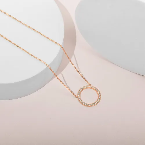 Miniatura 14 de PAVOI 14K Gold Plated Circle CZ Solitaire Necklace Elegant Bezel Pendant Dainty Cubic Zirconia Halo Choker Necklaces for Women