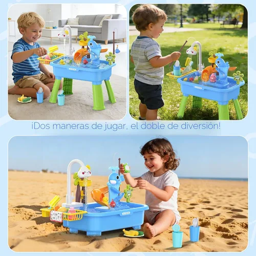 Miniatura 3 de Mesa de agua mejorada 2026 para niños de 1 a 3 años, juguetes al aire libre para niños de 4 a 8 años con bomba, juguetes de piscina para actividades