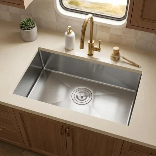 Miniatura 3 de MILOSEN Fregadero de cocina para autocaravana de 25 x 15 pulgadas, fregaderos de cocina de acero inoxidable bajo encimera de un solo tazón