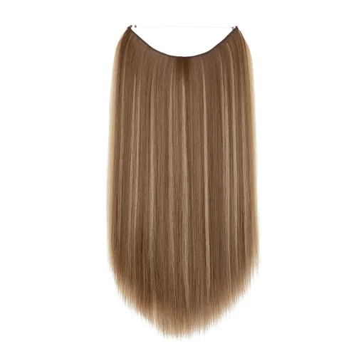 Miniatura 2 de SARLA Extensiones de cabello con alambre invisible de reflejos cortos rectas postizos sintéticos diadema transparente ajustable para mujeres 14