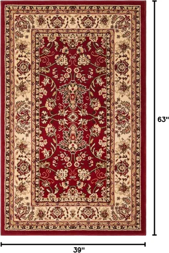 Miniatura 2 de Unique Loom Colección Sialk Hill - Alfombra de área Washington (3 pies 3 pulgadas x 5 pies 3 pulgadas, rectángulo, burdeos/crema)