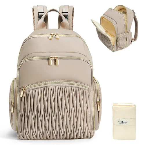 Miniatura 8 de Miss Fong Mochila para pañales – Bolsa acolchada de viaje para bebé con cambiador, 16 bolsillos, impermeable, gran capacidad – Mochila para mamá