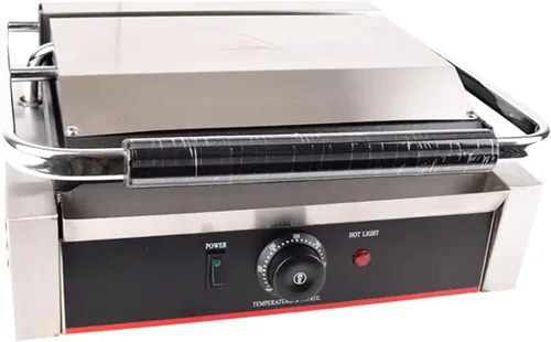 Miniatura 5 de Prensa de panini comercial con parrilla estriada Sandwichera eléctrica de contacto único (Gran superficie lisa superior e inferior)