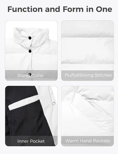 Miniatura 6 de wantdo Chalecos acolchados para mujer, chaleco grueso de invierno, ropa de abrigo, chaleco acolchado cálido