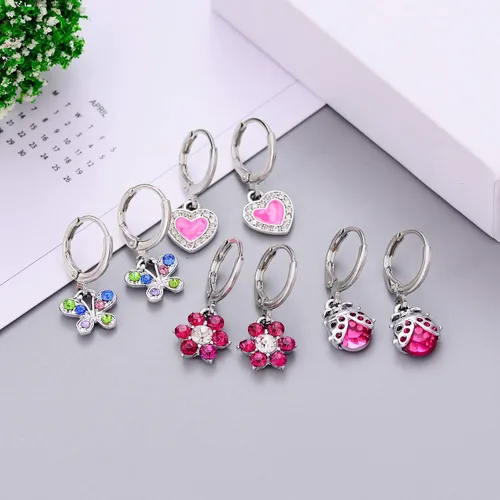Miniatura 5 de Aganippe 121618 Pairs Hypoallergenic Acrylic Dangle Hoop Earrings Cute Multiple Colour Fox Flower Flag Panda Pineapple Beetle Fruits Food Cartoon