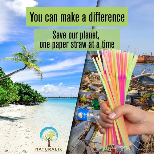 Miniatura 7 de Naturalik Paquete de 300/1000 pajitas de papel marrón extra duraderas, biodegradables, pajitas de papel sin toxinas de primera calidad a granel