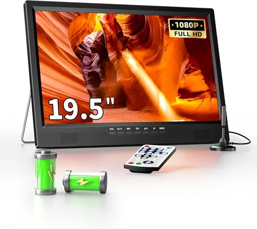 NORTHING Televisor portátil de 19 pulgadas para interiores y exteriores, TV portátil Full HD 1080P para campamento, 8000 mAH, TV con alimentación