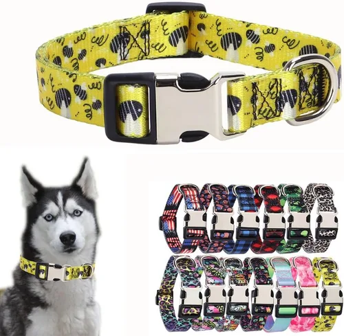 Miniatura 29 de Lindo collar para perros XS, pequeños, medianos y grandes, collar de nailon suave para mascotas, con estampado 3D multicolor, collares ajustables 5