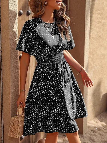 Miniatura 6 de Floerns Vestido midi acampanado con estampado de corazón de confeti y manga de mariposa