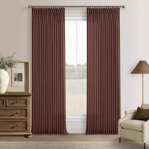 Miniatura 58 de TWODRAPES Cortinas de Lino Plisadas con Pinza Beige Blancas de 54 Pulgadas de Largo 2 Paneles para Comedor Cocina Dormitorio Plisadas Semi