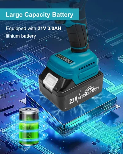Miniatura 6 de Pistola de Remaches Inalámbrica con Cargador y 2 Baterías, Kit de Herramienta de Remaches Ciegos Eléctrica sin Escobillas, Pistola de Remaches