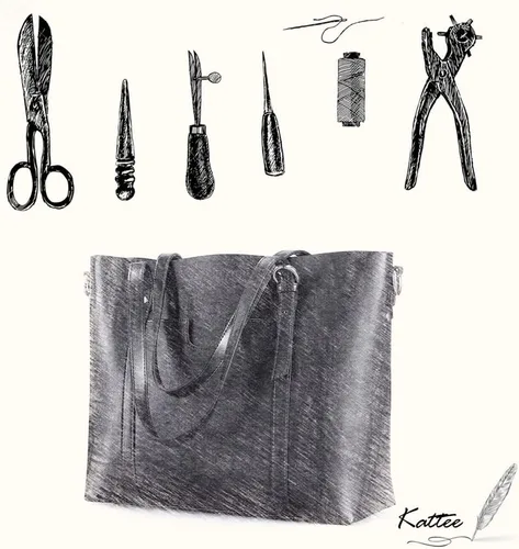 Miniatura 8 de Kattee Bolso de mano de cuero genuino para mujer, bolsos suaves de hombro vintage, bolso de mano superior de moda de gran capacidad