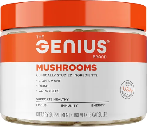 Miniatura 9 de The Genius Brand Genius Mushrooms - Suplemento a base de plantas para el sistema inmunitario, concentración y energía - Mane de León, Cordyceps
