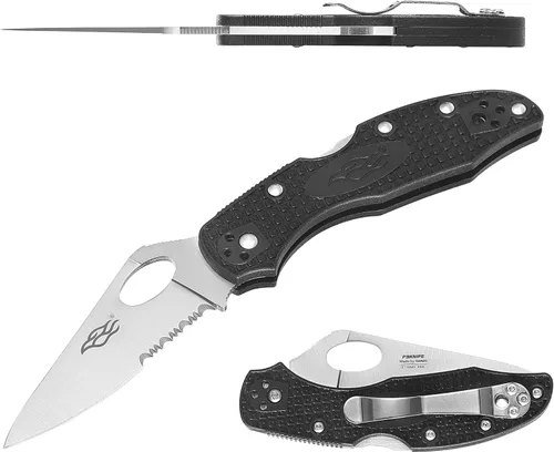 Firebird GANZO F759MS-BK Cuchillo plegable de bolsillo de acero inoxidable 440C Hoja dentada Mango antideslizante con clip Pesca Camping EDC Hoja