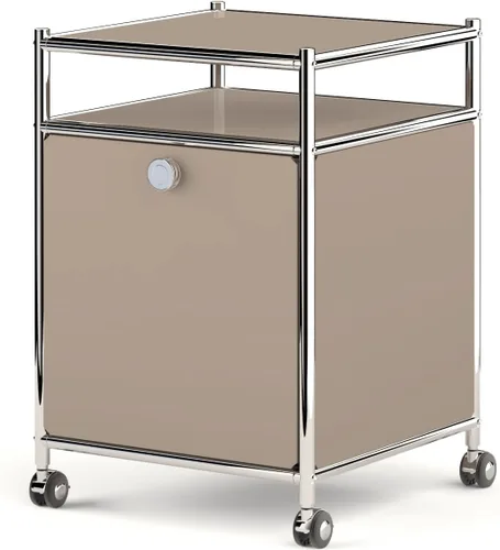 Miniatura 10 de Elegante carrito de almacenamiento mate con altura de 22.8 pulgadas, mesa auxiliar perfecta, mesita de noche, gran capacidad con puerta de solapa