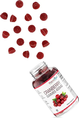 Miniatura 4 de Pharmvista Gomitas de arándano para niños y adultos, 400 mg, sin gluten, sin alérgenos, suplemento vegano rico en nutrientes, masticables