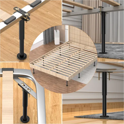 Miniatura 4 de Wlrrcwdttc 4 Patas de Soporte de Cama de Altura Ajustable 7.08-12.6 pulgadas, Patas de Soporte Central del Marco de Cama para Marco de Cama/Listón