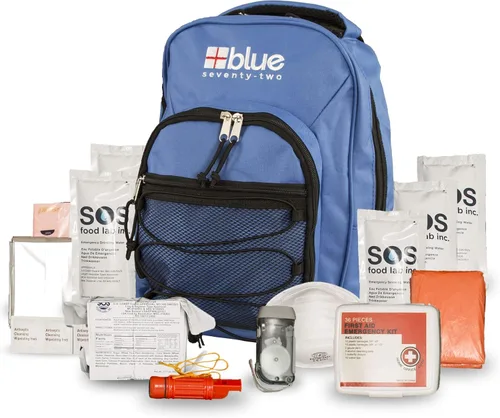 Blue Coolers Blue Seventy-Two | Mochila de emergencia de 72 horas para 1 persona | Kit de supervivencia para incendios forestales, terremotos,