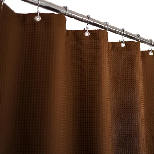 Miniatura 17 de Barossa Design Cortina de ducha blanca con tejido gofre, calidad de lujo, cortinas de ducha de tela para baño, tela con patrón de piqué, repelente
