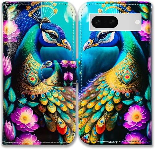 Miniatura 13 de Bcov Pixel 7a - Funda de piel con tapa y función atril para Google Pixel 7a, diseño de flores y mariposas azules Mariposa Azul Flores Rosa