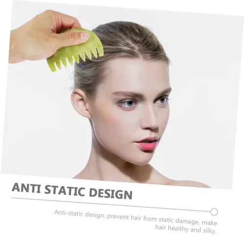 Miniatura 3 de Natural Jade Gua Sha peine cepillo para el cuidado de la salud antiestático del masaje del cuero cabelludo