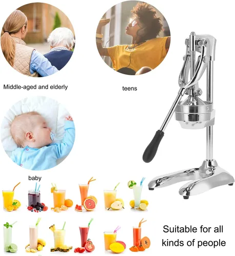 Miniatura 7 de Fdit Exprimidor manual de grado comercial, acero inoxidable 304 resistente y prensa de cítricos de hierro fundido para naranjas, limones, granadas