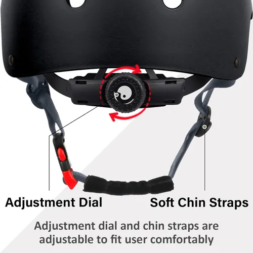 Miniatura 3 de Casco de monopatín para bicicleta, ligero, ajustable, multideporte, para ciclismo, patinaje, scooter, de 3 tallas para adultos, jóvenes y niños