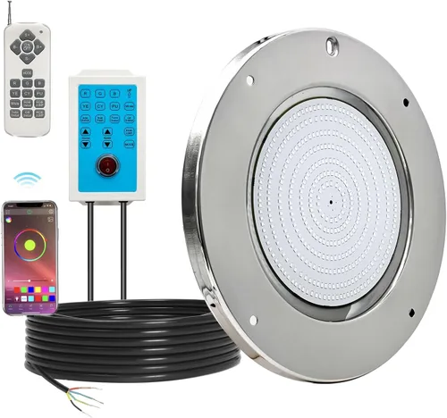 Miniatura 8 de Luces de piscina para piscina enterrada, luz LED grande de 10 pulgadas para piscina enterrada multicolor con cable de 50 pies para nicho húmedo