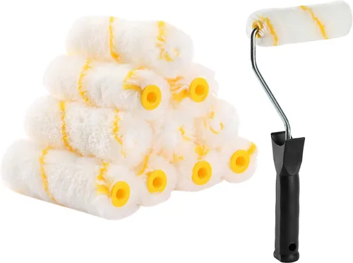 Bates- Rodillos de pintura, rodillo de pintura de 4 pulgadas con 10 cubiertas, herramienta de pintura de pared Blanco