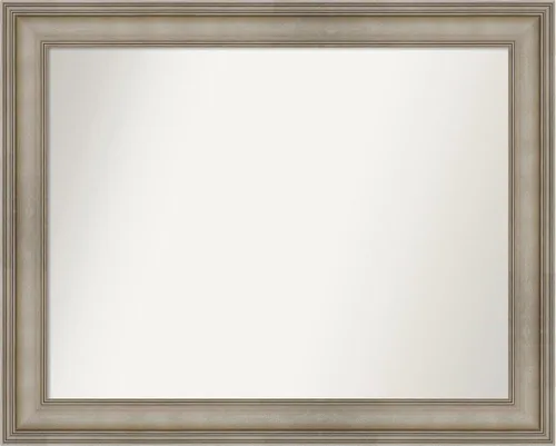 Miniatura 47 de Amanti Art Espejo de baño plateado para sobre el fregadero, 26 x 26 pulgadas, espejo cuadrado de plata antigua, marco de madera tradicional mediano