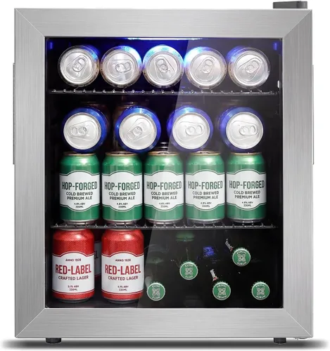 Miniatura 23 de Refrigerador de bebidas para 128 latas, 3.2 pies cúbicos con puerta de vidrio para bebidas, cerveza, soda, vino, pequeño refrigerador de cerveza