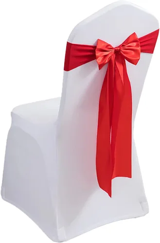 Miniatura 8 de Paquete de 100 bandas de elastano para silla, lazos de satén de color azul para bodas, eventos, banquetes, hoteles, hogar y cocina, 100